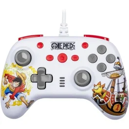 Konix Manette de jeu filaire pour Nintendo Switch, Switch 2 et PC - One Piece Edition Luffy - Blanc - Fonction vibration et bouton capture - Câble 3 m