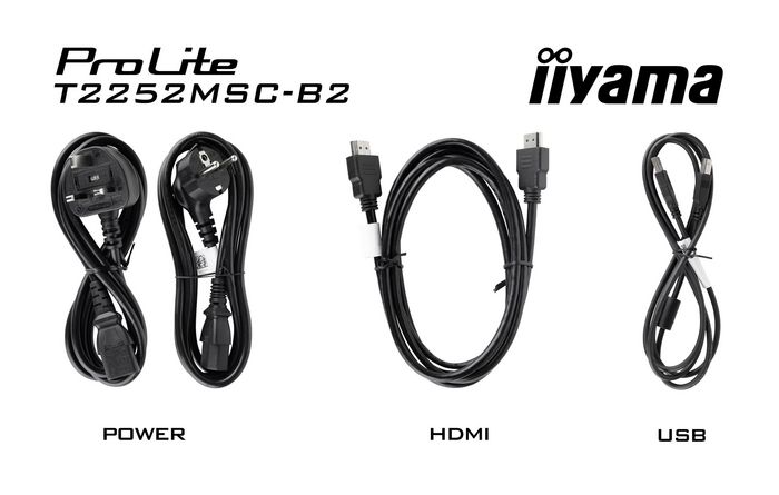 iiyama - Écran tactile PCAP 21,5 pouces - Panneau IPS slim Full HD 1080p - HDMI, DisplayPort, USB 3.0 - Revêtement anti-empreintes
