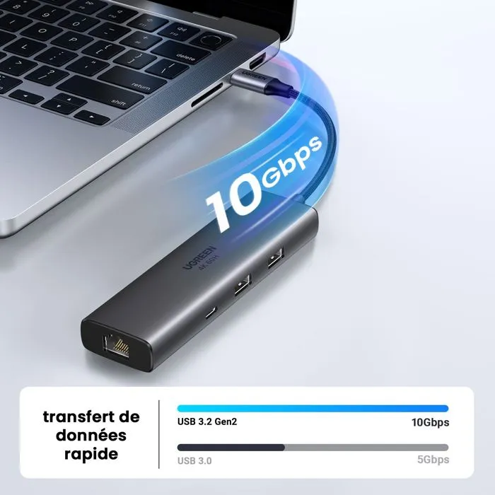 UGREEN Hub USB-C 6 en 1 Gris UGREEN Hub USB-C 6 en 1 Gris