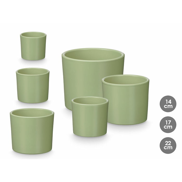 IBERGARDEN Set de 3 pots cylindriques Menthe mat