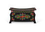 Giner Y Colomer Pinta2 - Coffre de rangement en bois de manguier noir avec détails multicolores peints à main - 24x68x43 cm