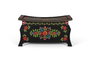 Giner Y Colomer Pinta2 - Coffre de rangement en bois de manguier noir avec détails multicolores peints à main - 24x68x43 cm