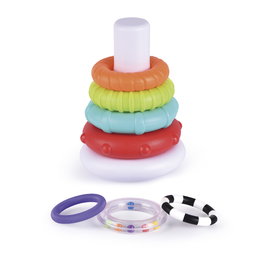 TACHAN - Jeu d'anneaux colorés empilables avec textures, développement visuel et coordination main-œil, jouet d'éveil pour bébé à partir de 6 mois