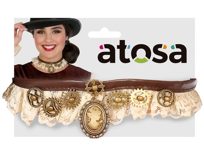 Atosa Collier Steampunk Doré Femme Adulte