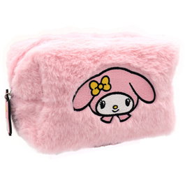 TAKE CARE - Nécessaire en peluche My Melody Hello Kitty pour accessoires - Dimensions 24 x 11.5 x 3 cm