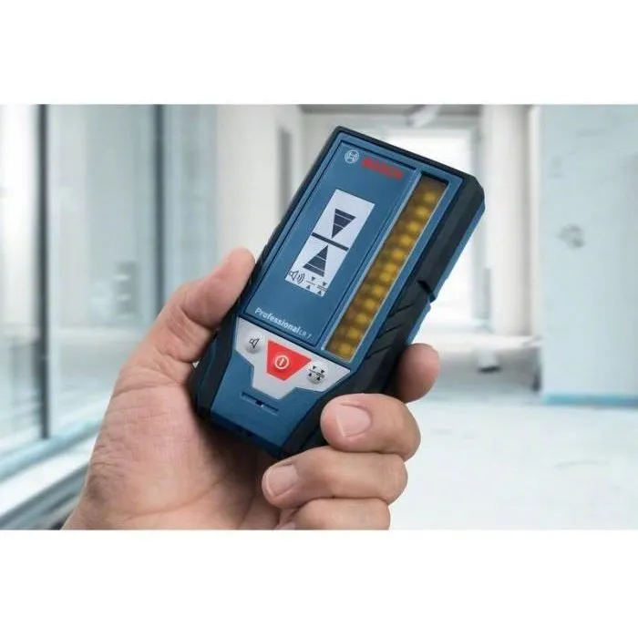 Bosch Professional LR 7 - Cellule de réception laser pour lignes rouges et vertes - Zone 8 cm - Portée 50 m - Alimentation 2 piles AA