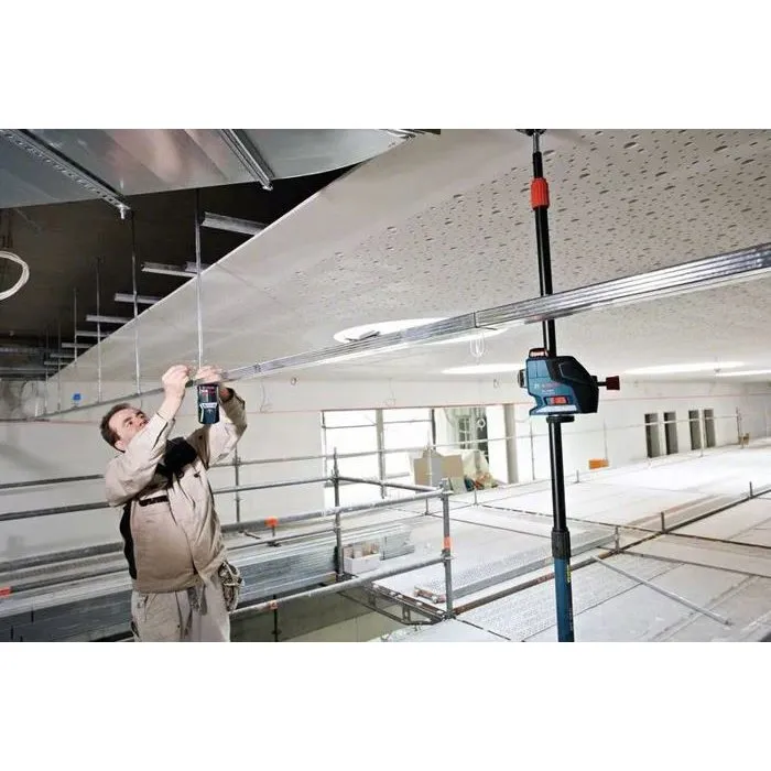 Bosch Professional LR 7 - Cellule de réception laser pour lignes rouges et vertes - Zone 8 cm - Portée 50 m - Alimentation 2 piles AA