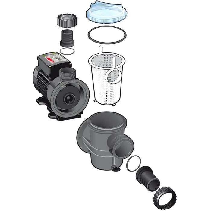 Ubbink Poolmax TP50 Pompe de filtration pour piscine 0.50CV débit max 12600l/h avec pré-filtre et raccords 38/50mm