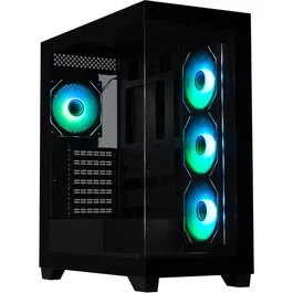 BitFenix CETO Premium Edition - Boîtier PC moyen tour ATX noir avec panneaux en verre trempé, contrôleur A-RGB, support 6 ventilateurs, connecteurs USB 3.0 et USB-C