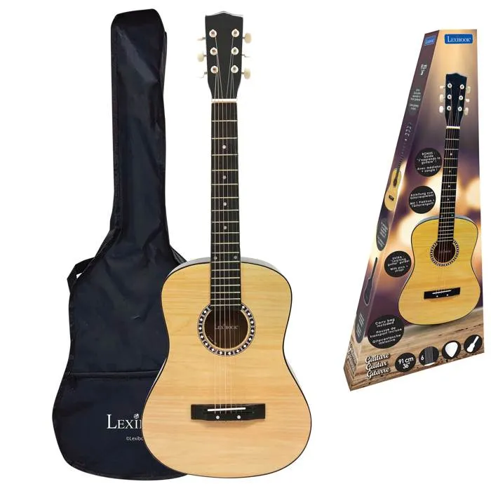 Lexibook - Guitare acoustique en bois 91 cm avec housse, sangle, médiator et méthode d'apprentissage Lexibook - Guitare acoustique en bois 91 cm avec housse, sangle, médiator et méthode d'apprentissage