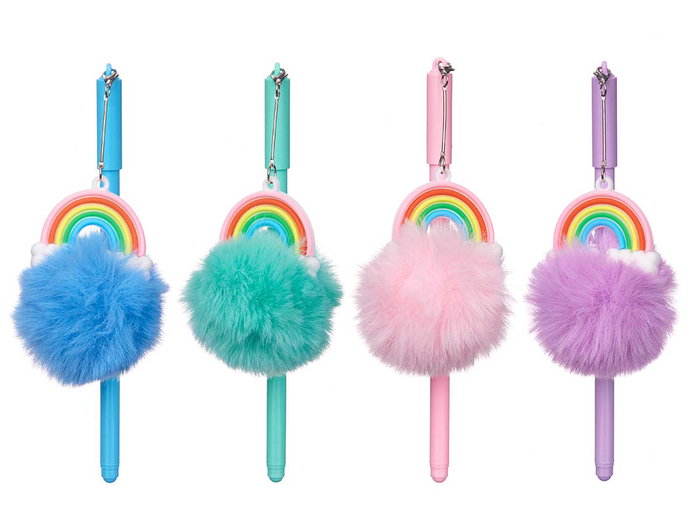 Pincello Stylo Pompon Arc-en-ciel Assorti 6.5 x 18 x 5 cm (Set de 24)