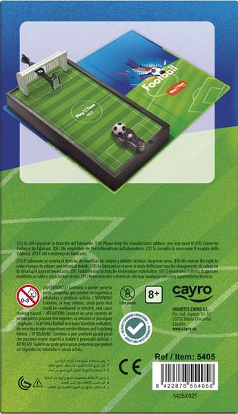 Cayro - Jeu de Football Mini Play Time 10x19.2 cm, Version Anglaise - Set avec Ballon, But et Lanceur, 8 Ans et Plus