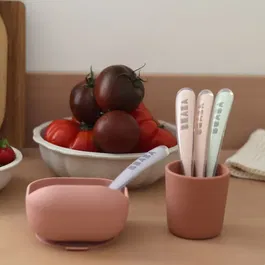 BEABA Lot de 4 cuillères d'apprentissage en silicone pour bébé dès 4 mois - Set Barbe à papa, Guimauve, Vert de gris, Lila