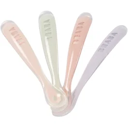 Beaba Lot de 4 cuillères en silicone - Barbe à papa / Guimauve / Vert de gris / Lila