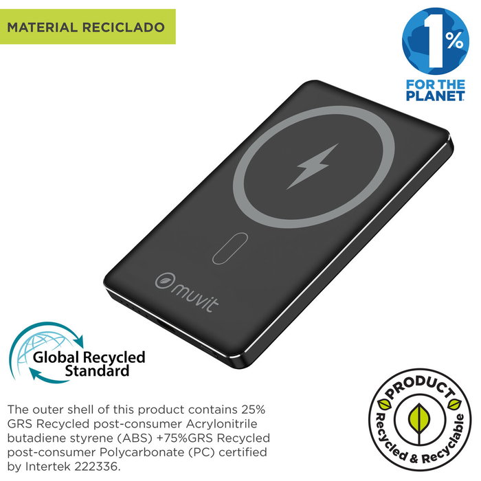 Powerbank Muvit for Change Noir Aluminium 5000 mAh