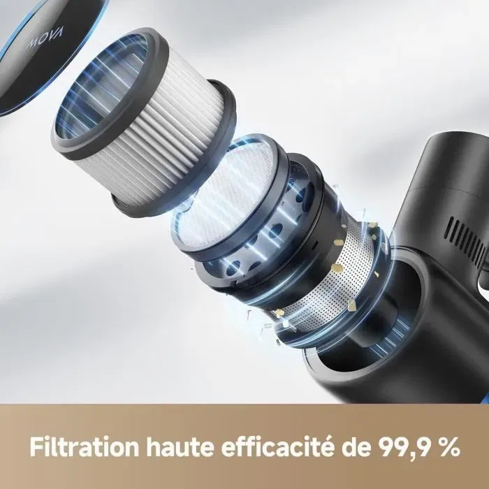 MOVA Aspirateur Balai sans Fil S4 Detect - 150 AW - Autonomie 90 min - Brosse Multisurface OptiInsight