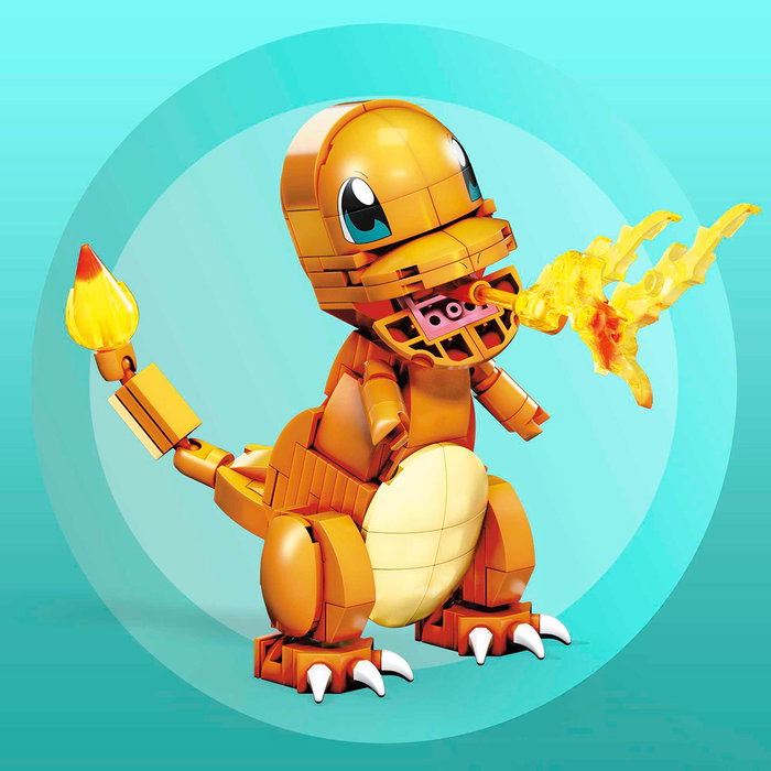 Mega Construx - Pokémon - Jeu de Construction Charmander Gky96 - Figurine à Construire avec Souffle Flamboyant - Authenthique - +7 Ans