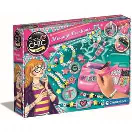 Clementoni Crazy Chic - Coffret Création de Bijoux et Accessoires avec Perles, Lettres et Strass - Kit Loisirs Créatifs pour Enfants Dès 7 Ans