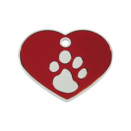 Plaque d'identification pour collier Imarc Heart Rouge Argenté