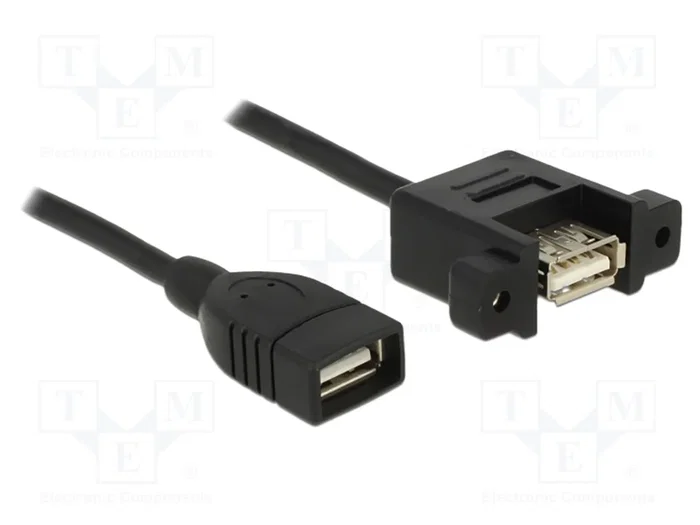 DELOCK Câble USB 2.0 USB A socle, de deux côtés, noir, 0,25m