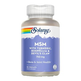 SOLARAY MSM, Curcuma, Boswellia et Griffe de chat, 90 capsules végétales