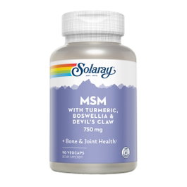 SOLARAY MSM, Curcuma, Boswellia et Griffe de chat, 90 capsules végétales