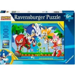 Ravensburger - Puzzle 100 pièces XXL Sonic l'Hérisson - Personnages Sonic, Knuckles, Tails et Amy - Jeu éducatif dès 6 ans - 12001134