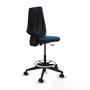 Tabouret Taburete Elche Contact permament de base Tissu Vert pétrole Base pyramidale noire Sans accoudoirs Sans appui-tête Roulettes 65mm nylon