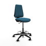 Tabouret Taburete Elche Contact permament de base Tissu Vert pétrole Base pyramidale noire Sans accoudoirs Sans appui-tête Roulettes 65mm nylon