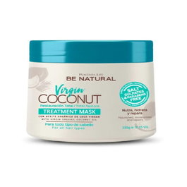 Be Natural Mascarilla Capillaire à l'Huile de Coco Vierge et Biologique 350 ml - Soin Rénovateur, Nourrissant et Vegan pour Cheveux