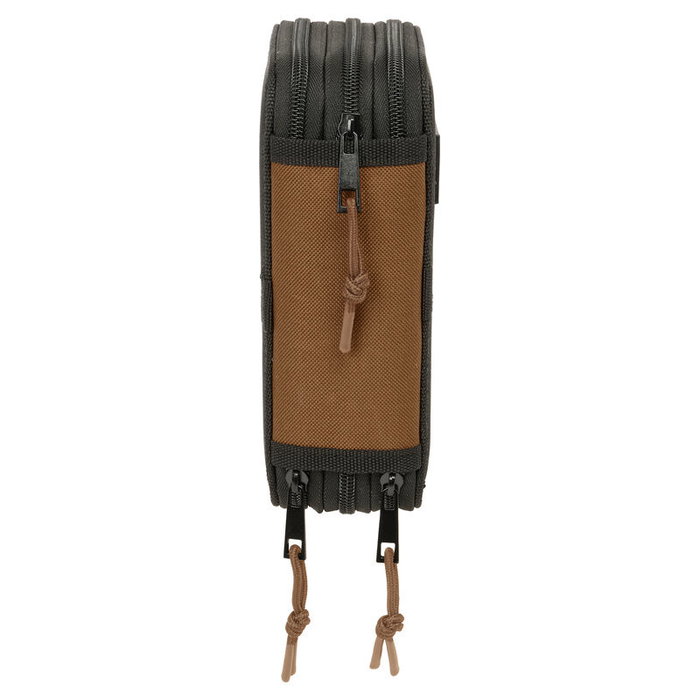 SAFTA Plumier One Piece Triple 37 pièces avec 16 crayons de couleur en bois, 14 feutres, gomme, taille-crayon et règle - 12,5x5,5x19,5 cm