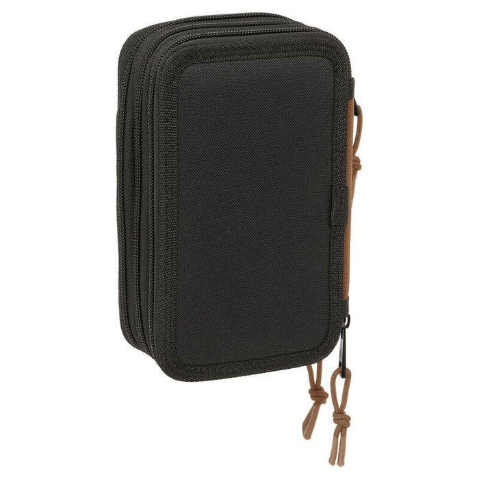 SAFTA Plumier One Piece Triple 37 pièces avec 16 crayons de couleur en bois, 14 feutres, gomme, taille-crayon et règle - 12,5x5,5x19,5 cm