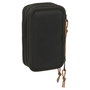 SAFTA Plumier One Piece Triple 37 pièces avec 16 crayons de couleur en bois, 14 feutres, gomme, taille-crayon et règle - 12,5x5,5x19,5 cm