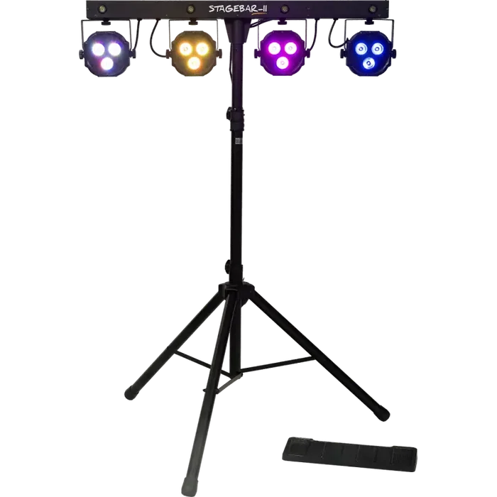 ALGAMLIGHT Stagebar II 2 en 1 Lumière LED sur Pied avec Pédale Algamlight 4x PAR RGB + Strobe Trépied Inclus