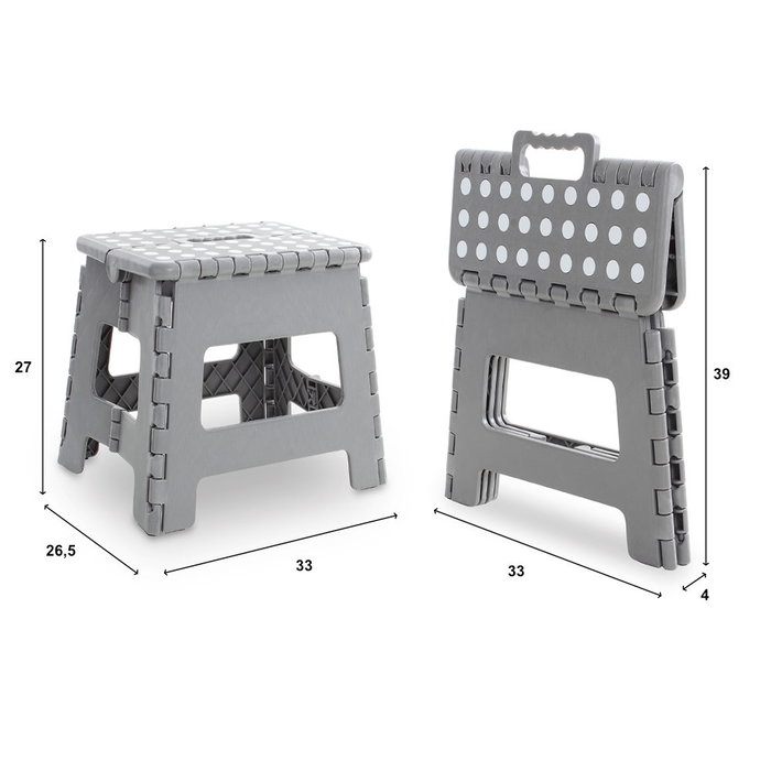 Marbueno Tabouret Pliant Plastique Couleur Assortie 33x26,5x27 cm Jardin Pliable Antidérapant 150 kg 10534