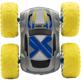 Silverlit Voiture radiocommandée EXOST 360 Cross MX 1/18 - 2.4 GHz - Batterie rechargeable - 12 km/h - Flips 360° - LEDs intégrées - Jaune