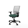 PIQUERAS Y CRESPO Chaise Haches Synchrone/Traslack Vert foncé/Blanc, Base nylon noir, Accoudoirs 2D, Sans appui-tête, Roulettes 65mm nylon