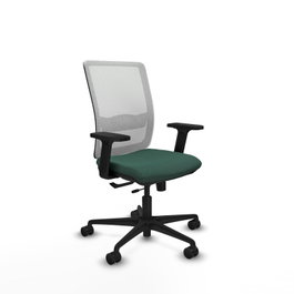 PIQUERAS Y CRESPO Chaise Haches Synchrone/Traslack Vert foncé/Blanc, Base nylon noir, Accoudoirs 2D, Sans appui-tête, Roulettes 65mm nylon