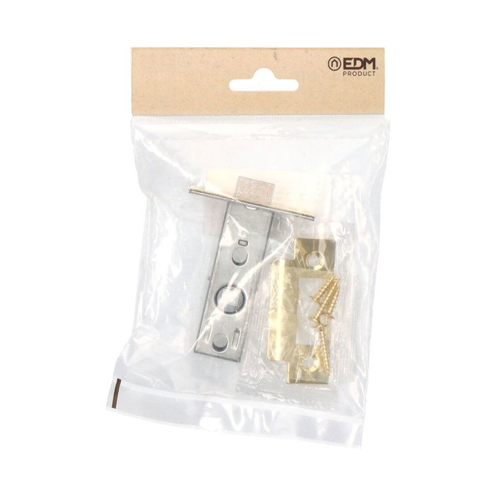 EDM PCT03 Blister picaporte tubular avec canto carré 45mm acier finition laiton EDM