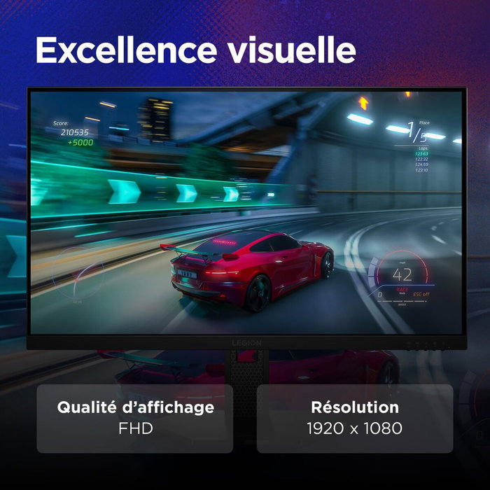 Lenovo 68C5GAC4EU - Écran PC gaming Legion 27 pouces, Full HD, 165 Hz, 1 ms, HDMI, DisplayPort, Noir
