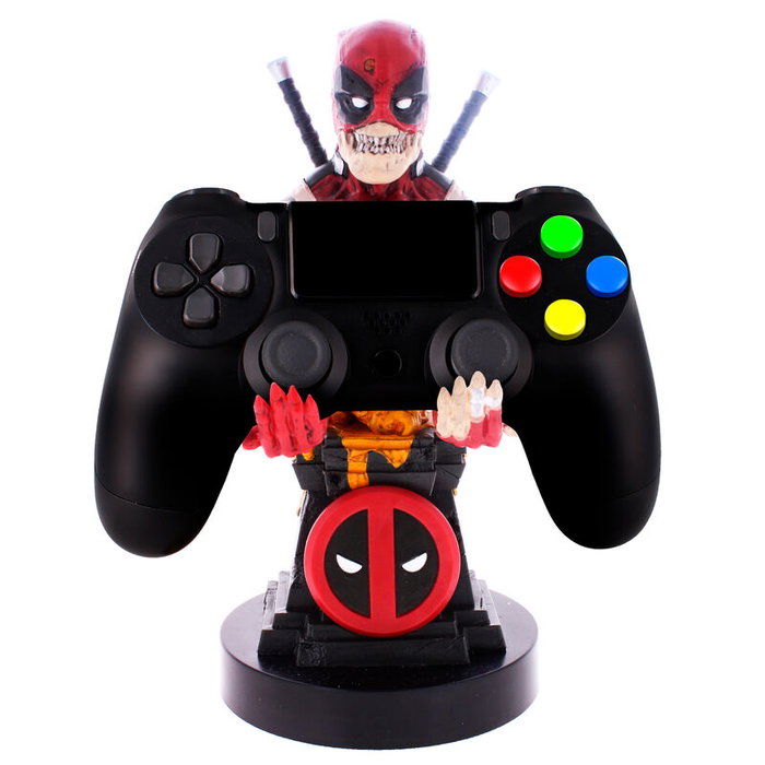 EXQUISITE GAMING Support Chargeur Figurine Cable Guy Deadpool Zombie Marvel 20 cm, Compatible PS5 DualSense, Xbox Series et iPhone