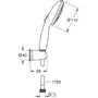 GROHE Vitalio Start 110 27950001 - Ensemble de douche avec pommeau 2 jets, support mural et flexible 1.75m - Sélection facile et économie d'eau