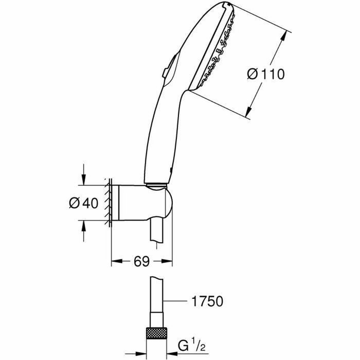 Grohe Ensemble de douche Vitalio Start 110 2 jets avec support et flexible