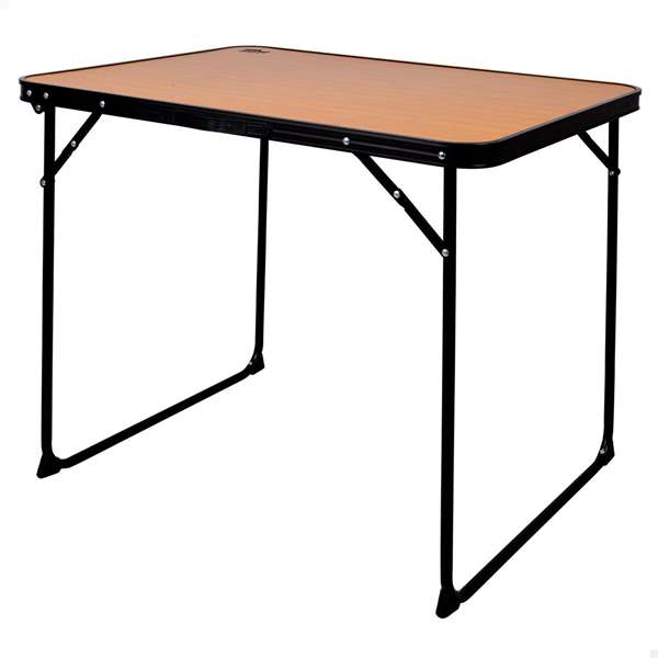 Color Baby Mesa de camping pliante Aktive en acier couleur bambou, dimensions 80x60x67 cm