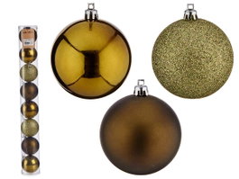 KRIST+ Set de 8 boules de Noël en PVC 7cm Vert Olive
