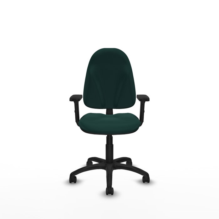 PIQUERAS Y CRESPO Chaise de bureau Algarra, similicuir vert bouteille, accoudoirs 2D, roulettes parquet