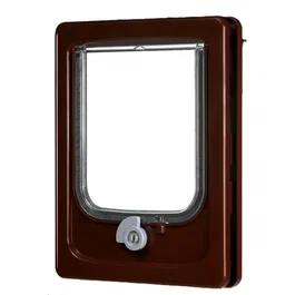 Zolux Chatière Manuelle 4 positions avec Tunnel ajustable L20 x H25 cm - Pour porte bois, PVC, métal - Marron - Chat jusqu'à 6 kg