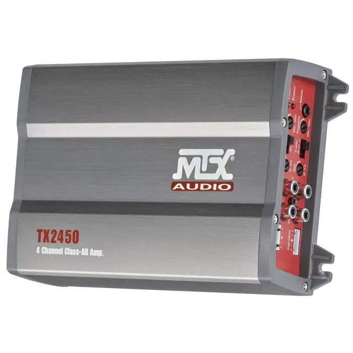 MTX AUDIO Amplificateur 4 Canaux Classe AB 4x50Wrms à 4Ω ou 4x75Wrms à 2Ω avec Filtre Actif Variable 50-120Hz, Compatible Télécommande EBC MTX AUDIO Amplificateur 4 Canaux Classe AB 4x50Wrms à 4Ω ou 4x75Wrms à 2Ω avec Filtre Actif Variable 50-120Hz, Compatible Télécommande EBC