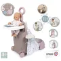 Smoby Valise Nurserie 3 en 1 Baby Nurse - Lit et chaise haute pour poupon jusqu'à 42 cm - Beige, rose, blanc
