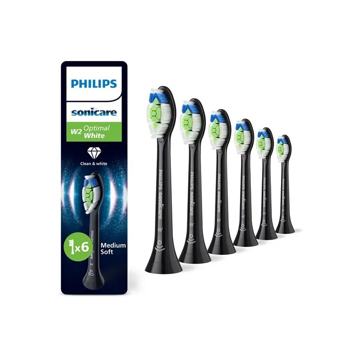 Philips Sonicare HX6066/88 - Pack de 6 brossettes de rechange Optimal W2 - Blanc et Noir